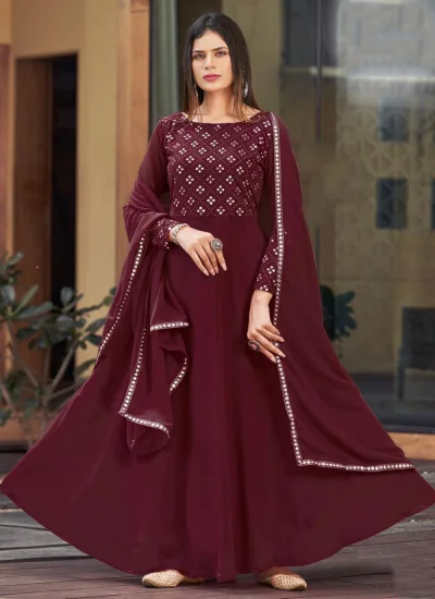 Delightsome Maroon Gown 