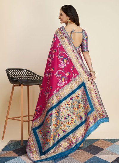 Deserving Weaving Kanjivaram Silk Pink Classic Saree