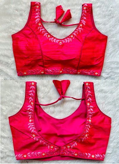Designer Blouse Embroidered Silk in Pink