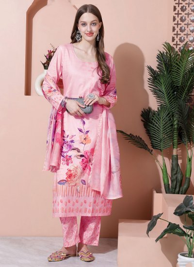 Designer Salwar Kameez Digital Print Cotton in Pink
