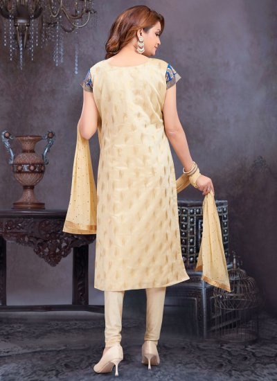 Designer Salwar Suit Woven Jacquard in Cream