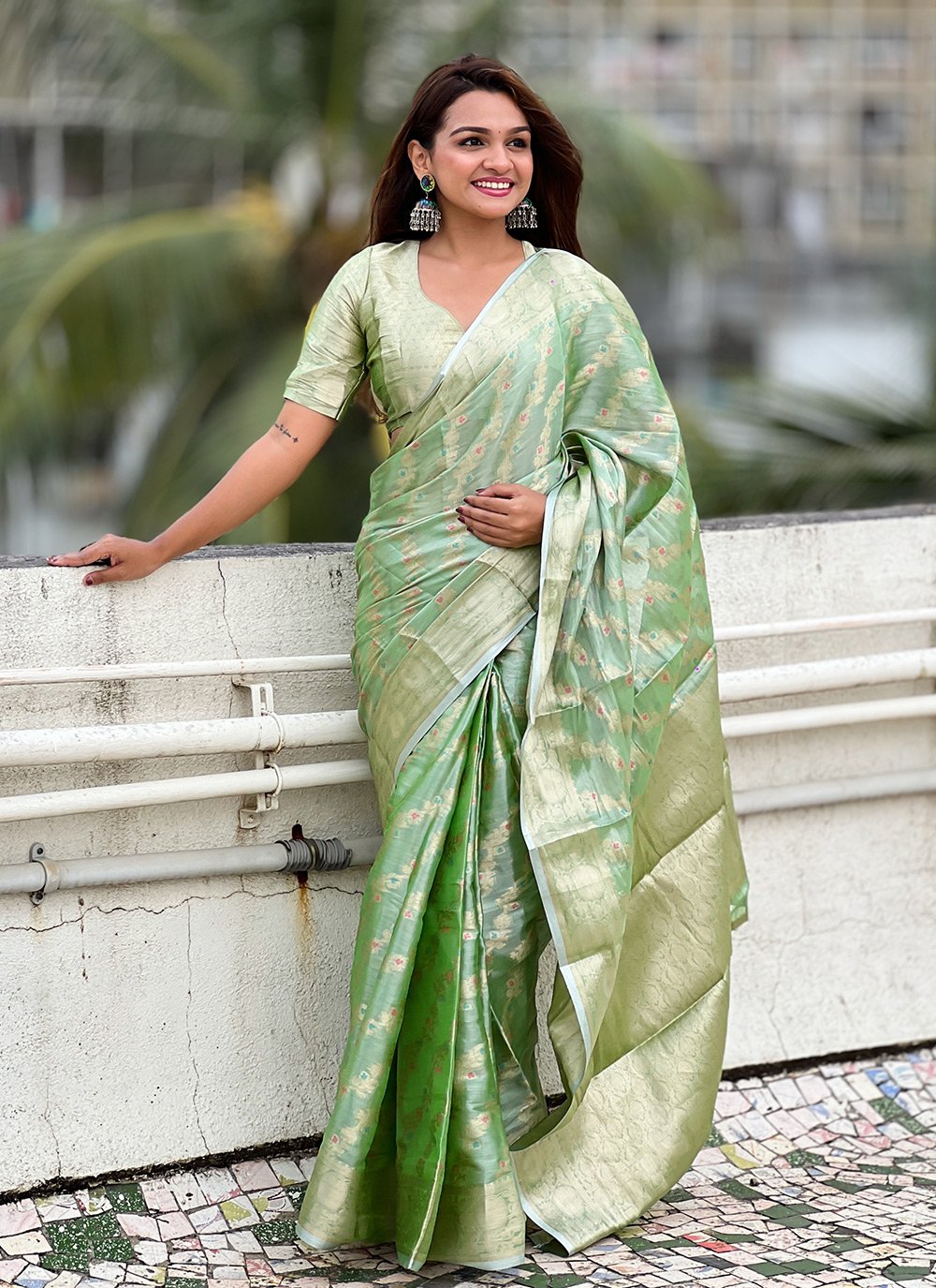 Handloom Kota Doriya Saree With Samosa work With Rich Zari Heavy Woven Border With 2024 Self Matching Blouse