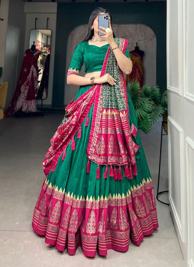 Buy Sequins Work Designs Chinon Fabric Green Lehenga Choli online from  SareesBazaar IN at lowest prices