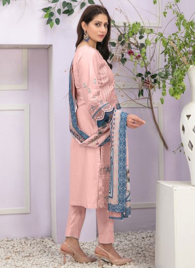
                            Distinguishable Georgette Peach Embroidered Trendy Salwar Kameez