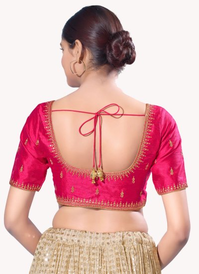 Embroidered Faux Georgette Designer Blouse in Pink