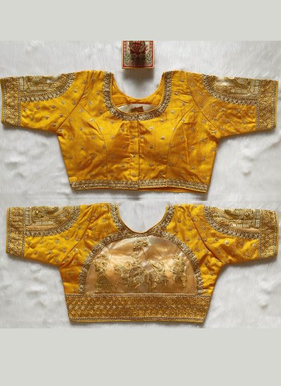 Embroidered Silk Blouse in Yellow