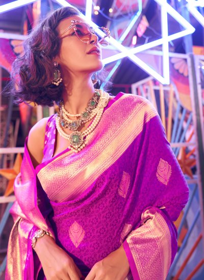 Enchanting Violet Ceremonial Trendy Saree