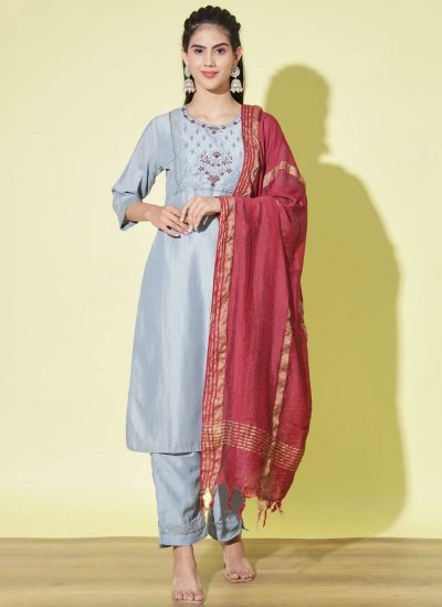 Engrossing Embroidered Cotton Silk Trendy Salwar Kameez