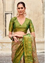 Epitome Pure Silk Weaving Green Trendy Saree