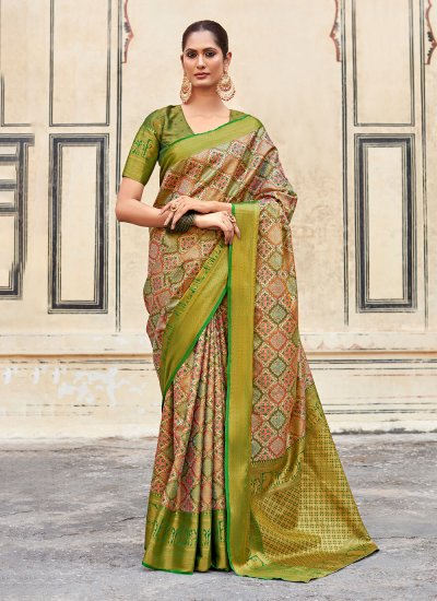 Epitome Pure Silk Weaving Green Trendy Saree