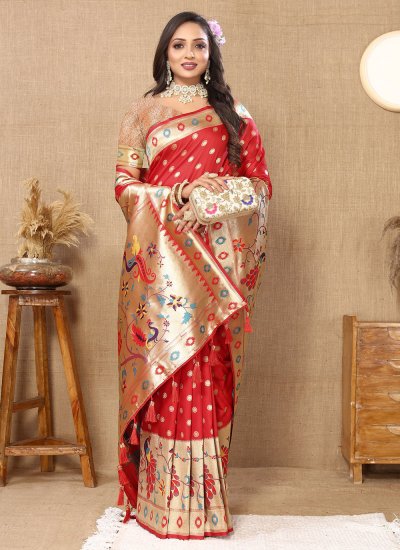 Ethnic Red Designer Saree