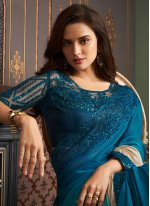 Exceptional Border Teal Silk Shaded Saree