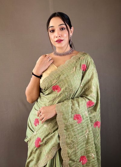 Exotic Embroidered Green Designer Traditional Saree