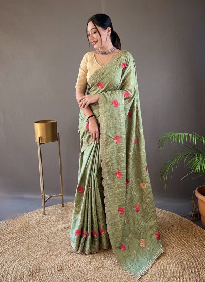 Exotic Embroidered Green Designer Traditional Saree