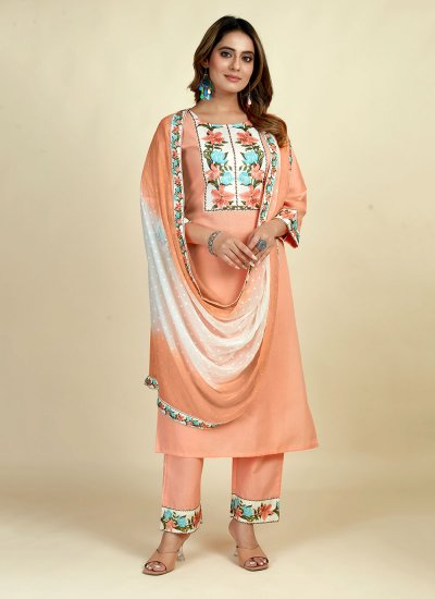 Exquisite Printed Cotton Pant Style Suit