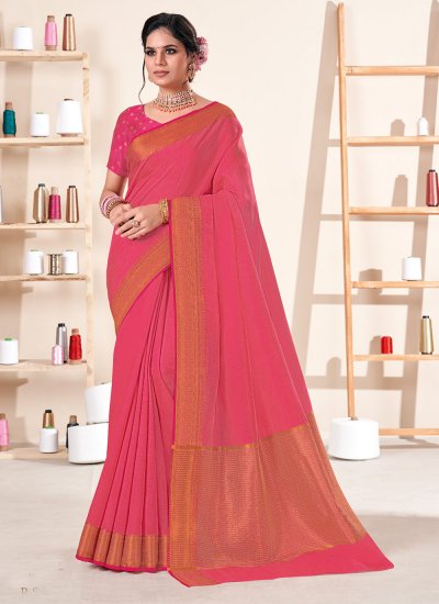 Extraordinary Silk Pink Trendy Saree