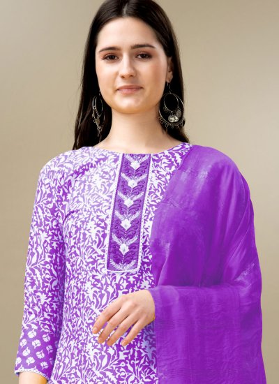 
                            Eye-Catchy Rayon Violet Salwar Suit