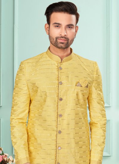 Fancy Fabric Indo Western in Yellow