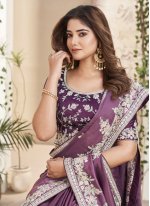 Fancy Fabric Purple Classic Saree