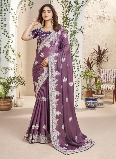 Fancy Fabric Purple Classic Saree