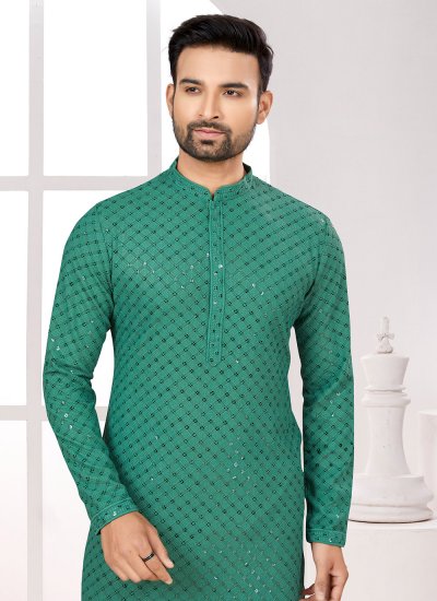 Fancy Rayon Kurta Pyjama in Green