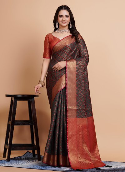 Fascinating Banarasi Silk Woven Black Classic Saree