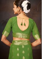 Faux Georgette Weaving Green Classic Saree