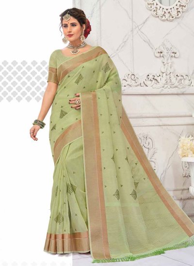 Festal Thread Green Contemporary Saree