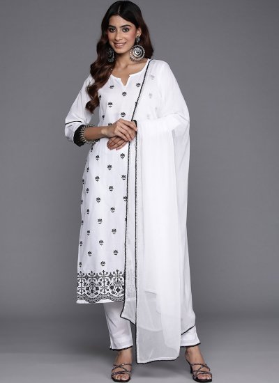 Fetching Cotton White Trendy Salwar Kameez