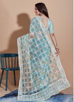 Firozi Embroidered Casual Traditional Saree