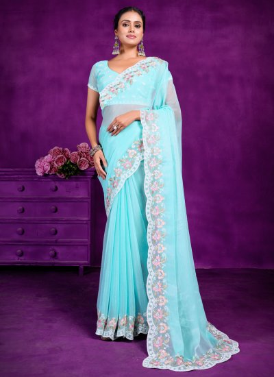 Firozi Embroidered Ceremonial Classic Saree