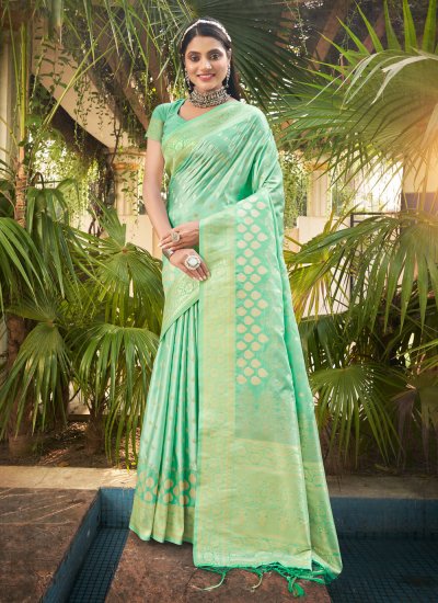 firozi silk engagement designer traditional saree 255307