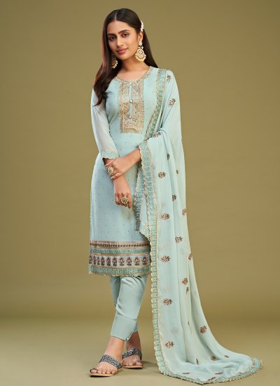 Flamboyant Georgette Embroidered Trendy Salwar Suit