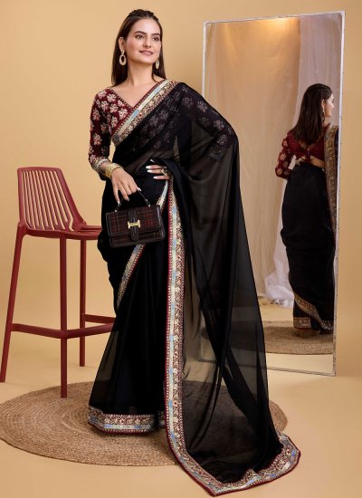 Flawless Embroidered Silk Designer Saree