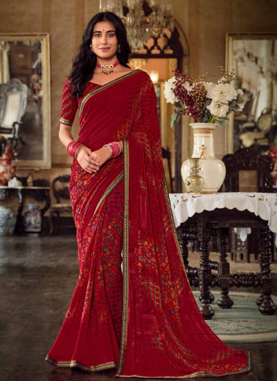 Flawless Georgette Printed Contemporary Saree