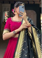 Flawless Vichitra Silk Lace Pink A Line Lehenga Choli