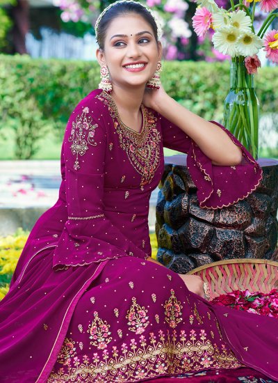 Georgette Embroidered Salwar Kameez in Purple