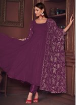 Georgette Plain Purple Trendy Salwar Suit
