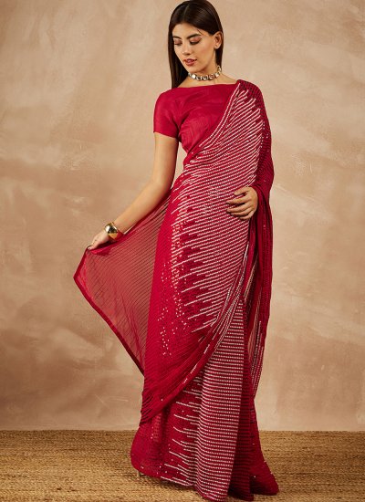 
                            Georgette Shaded Saree in Red