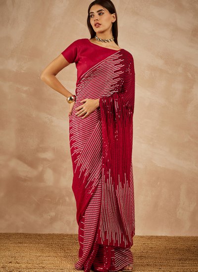 Georgette Shaded Saree in Red