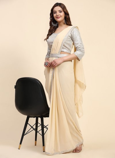 Georgette Trendy Saree in Yellow