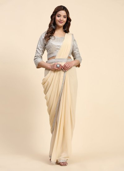 Georgette Trendy Saree in Yellow