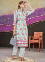 Gilded Cotton Lucknowi work Multi Colour Casual Kurti