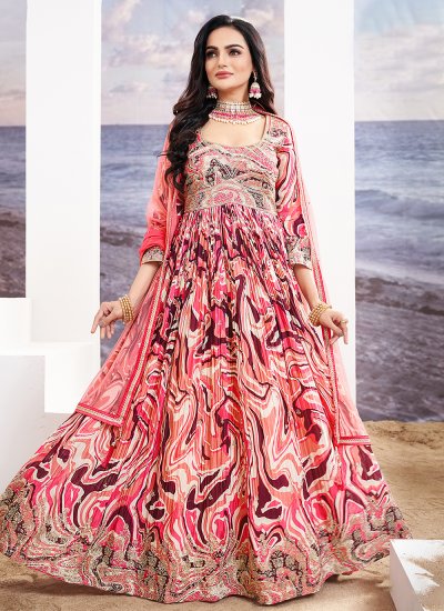 Girlish Embroidered Silk Floor Length Gown