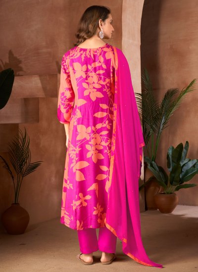 Glamorous Magenta Muslin Salwar Suit