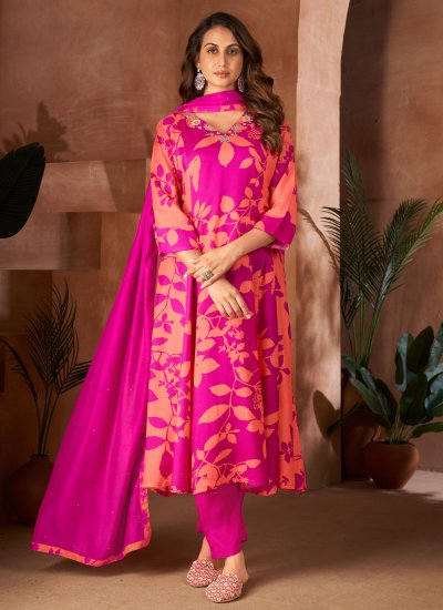 Glamorous Magenta Muslin Salwar Suit