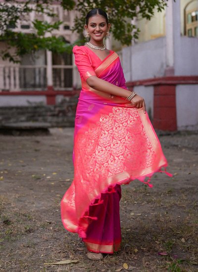 Glamorous Silk Multi Colour Trendy Saree