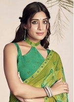Gleaming Printed Green Designer Saree