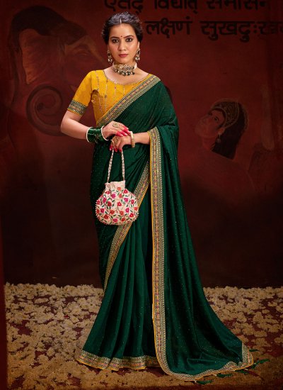 Gleaming Vichitra Silk Classic Saree