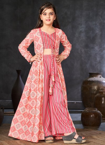 Glorious Digital Print Work Pink Faux Georgette Salwar Suit